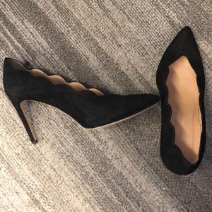 Club Monaco back suede pumps with scallop detail